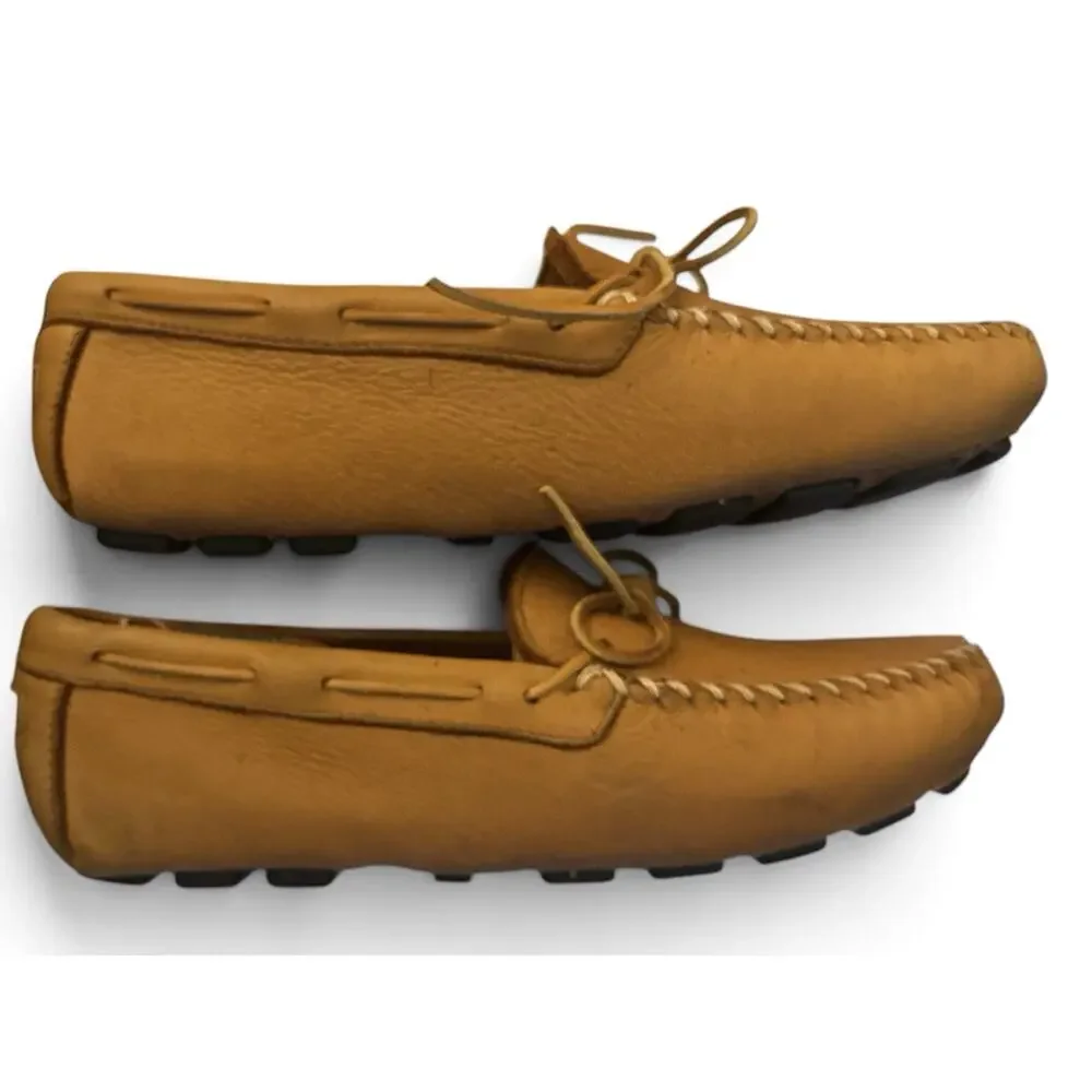 Minnetonka Moosehide Leather Moccasin Driving Knob Nub Tan Oil Rubbed Mens 10